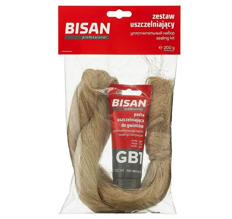 Zestaw uszczelniający BISAN do połączeń gwintowanych (pakuły i pasta). fot. HYDMAR