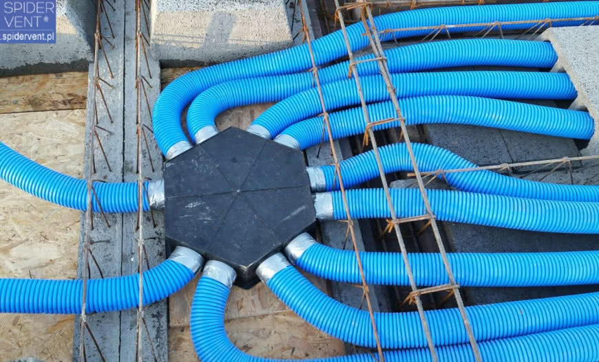 Montaż systemu SPIDERvent w stropie Teriva
